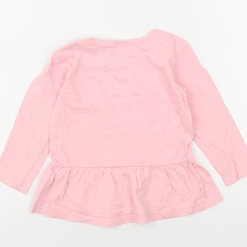Lullaby Girls Pink  Cotton Basic T-Shirt Size 12-18 Months Roll Neck