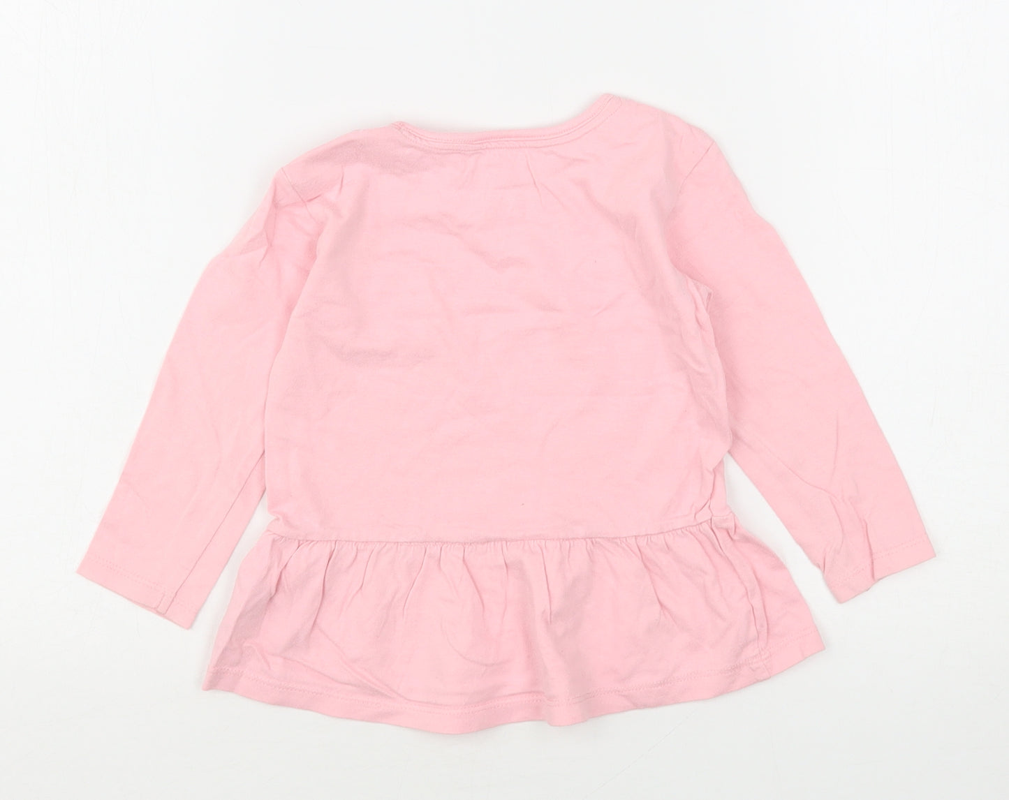 Lullaby Girls Pink  Cotton Basic T-Shirt Size 12-18 Months Roll Neck