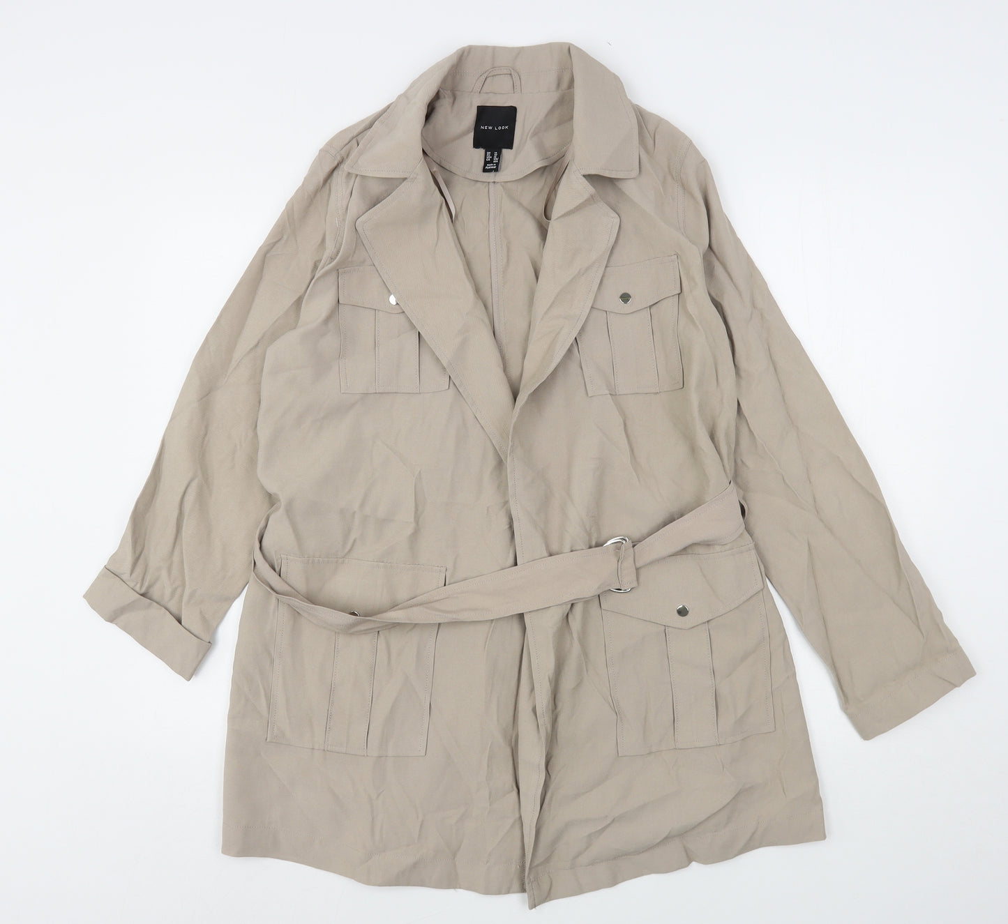 New Look Womens Beige   Overcoat Coat Size 14  Tie