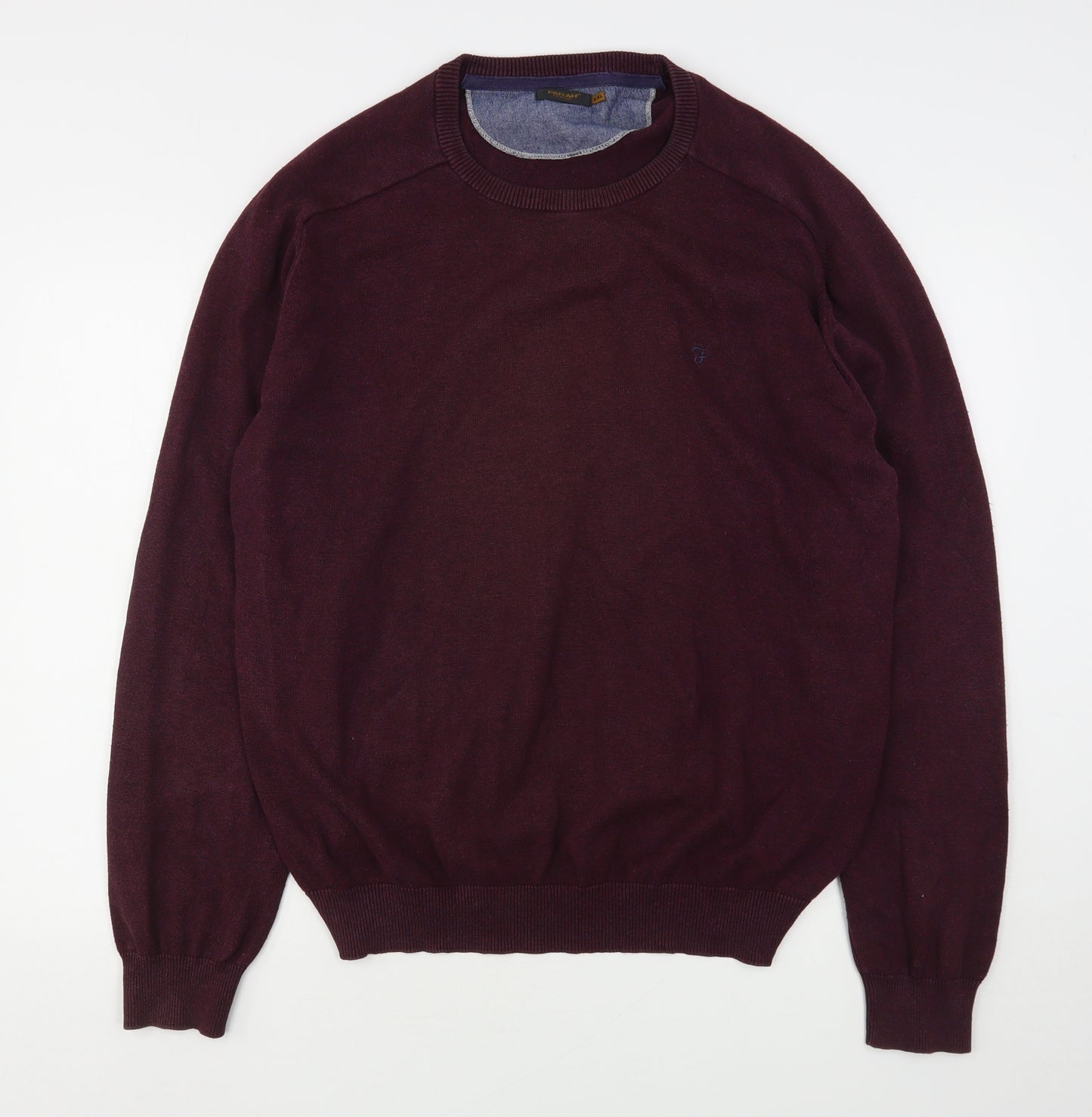 Farah Mens Purple Round Neck  Cotton Pullover Jumper Size 2XL