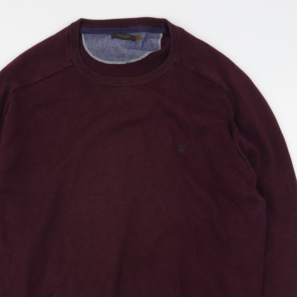Farah Mens Purple Round Neck  Cotton Pullover Jumper Size 2XL
