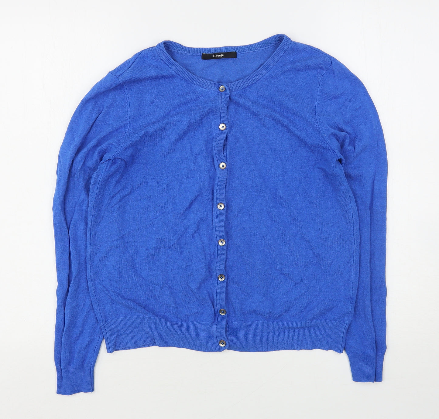 George Womens Blue Round Neck  Viscose Cardigan Jumper Size 12