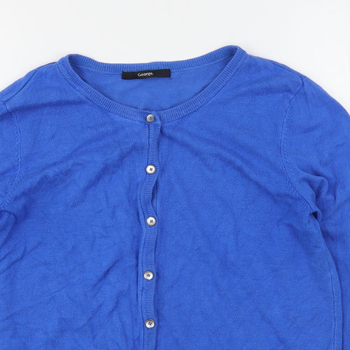 George Womens Blue Round Neck  Viscose Cardigan Jumper Size 12