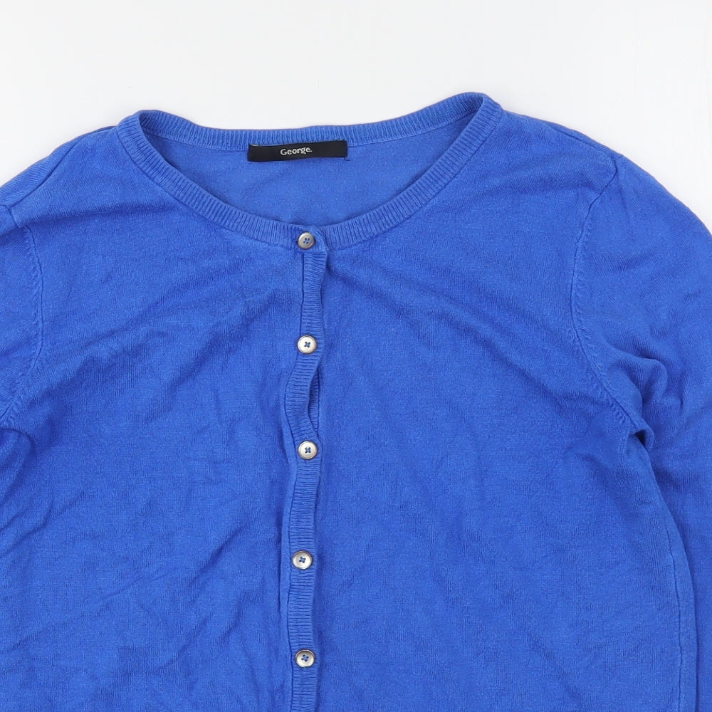 George Womens Blue Round Neck  Viscose Cardigan Jumper Size 12