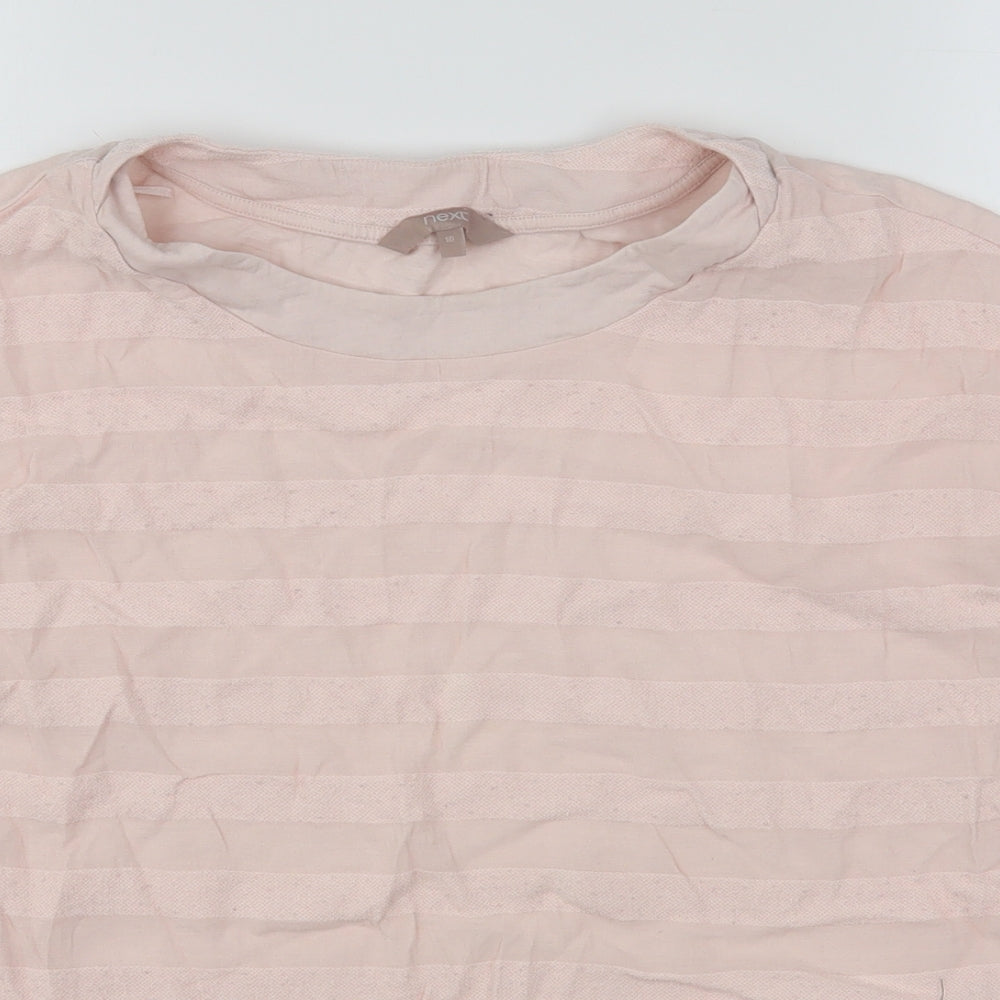 NEXT Womens Pink Striped Viscose Basic T-Shirt Size 10 Round Neck