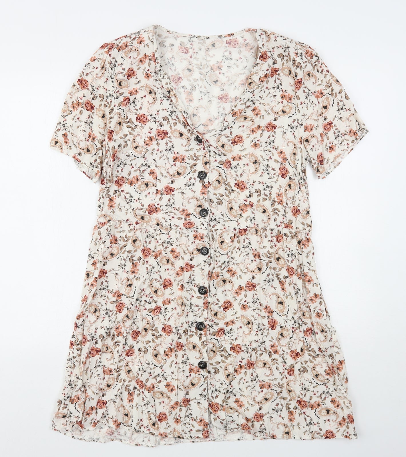 Primark Womens Multicoloured Floral Viscose A-Line  Size 16  Collared