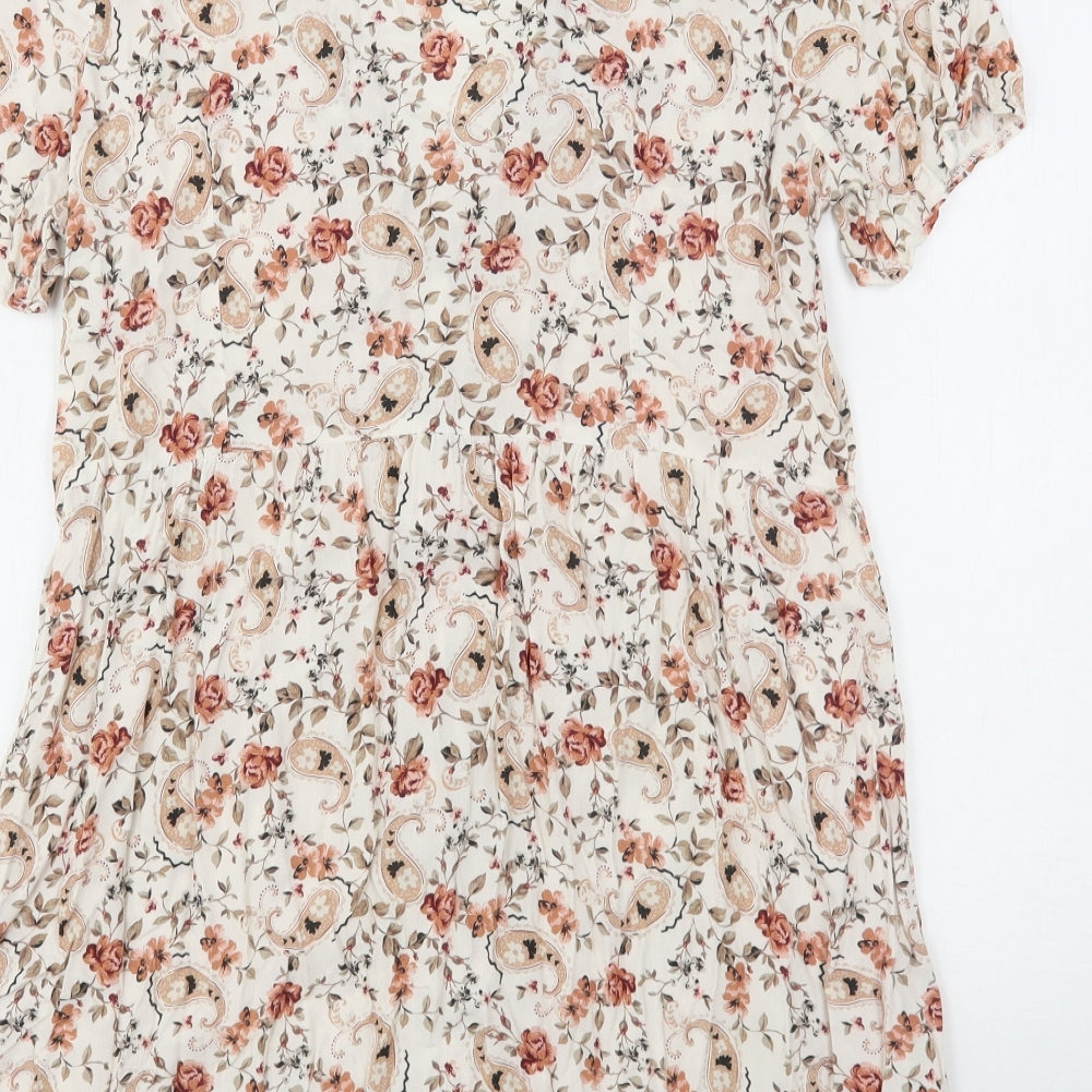 Primark Womens Multicoloured Floral Viscose A-Line  Size 16  Collared