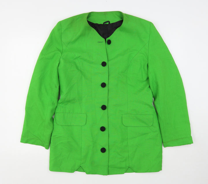 Comola Rhodes Womens Green Jacket Blazer Size 14 Button