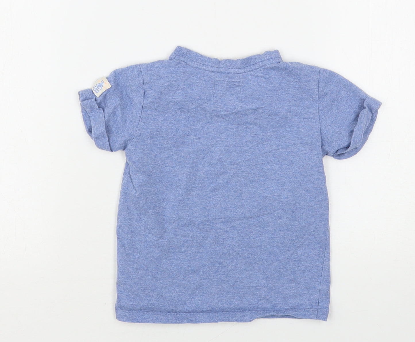 Mothercare Boys Blue  Cotton Basic T-Shirt Size 2-3 Years Round Neck