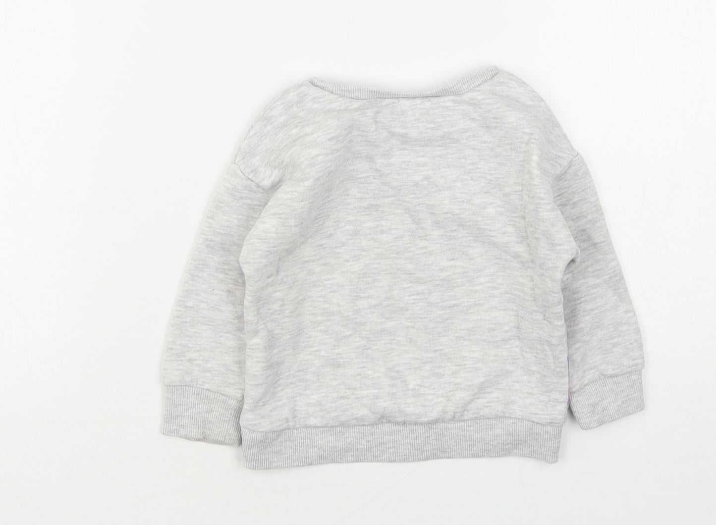 Dunnes Stores Girls Grey  Cotton Pullover Jumper Size 9-12 Months   - Dinosaur