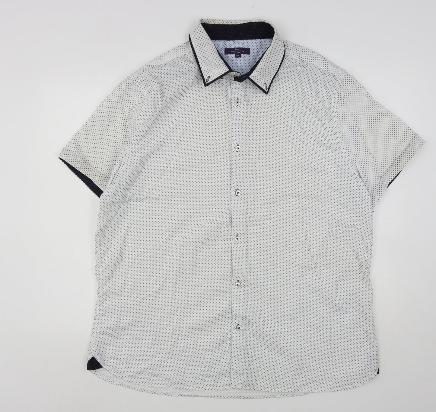 George Mens White Polka Dot Cotton  Button-Up Size 2XL Collared