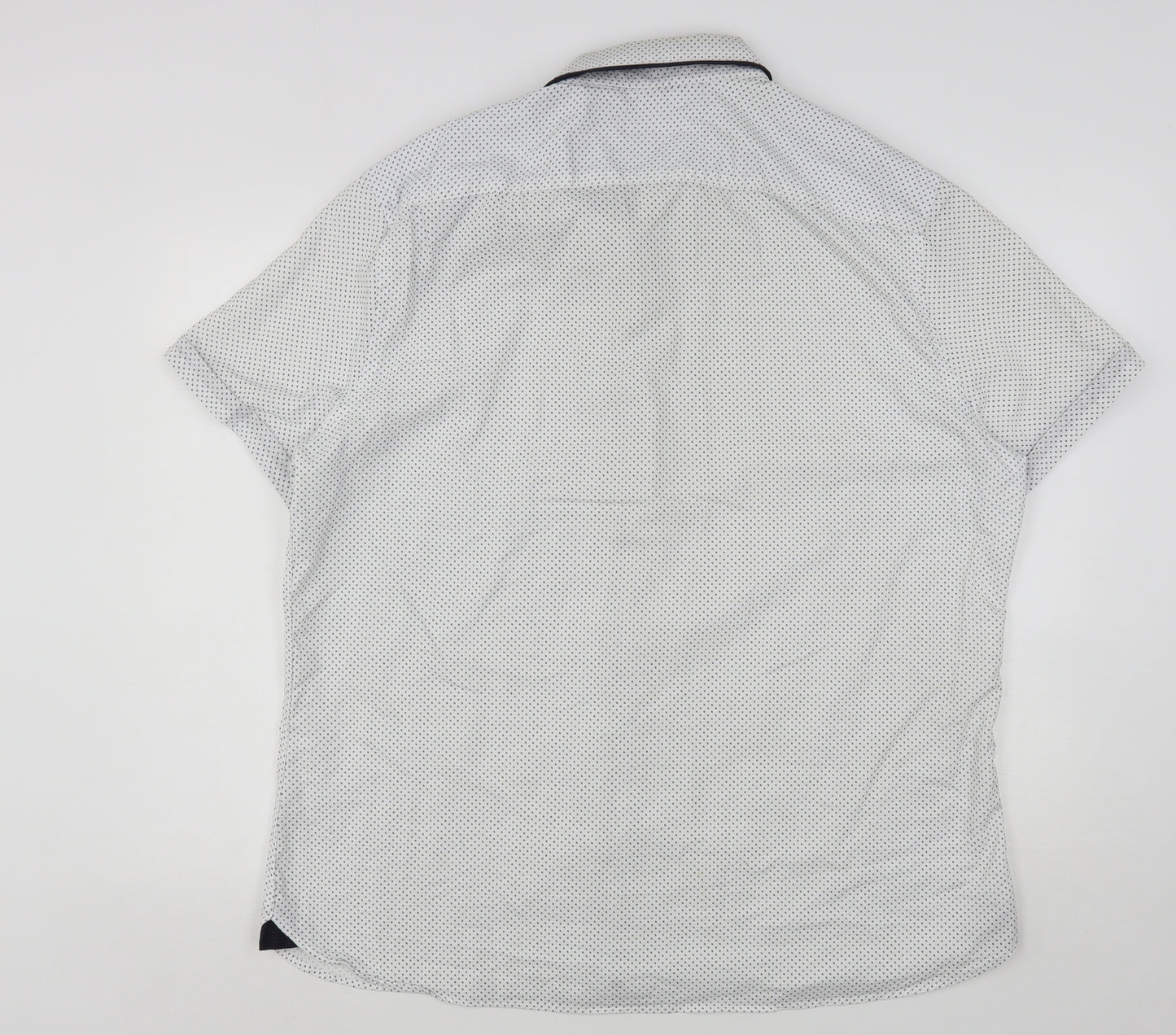 George Mens White Polka Dot Cotton  Button-Up Size 2XL Collared