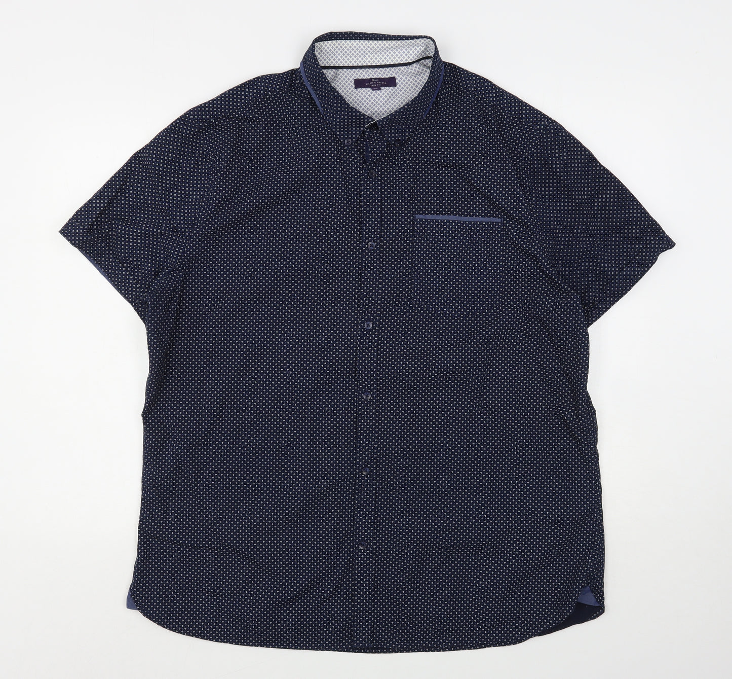 George Mens Blue Polka Dot Cotton  Button-Up Size 2XL Collared