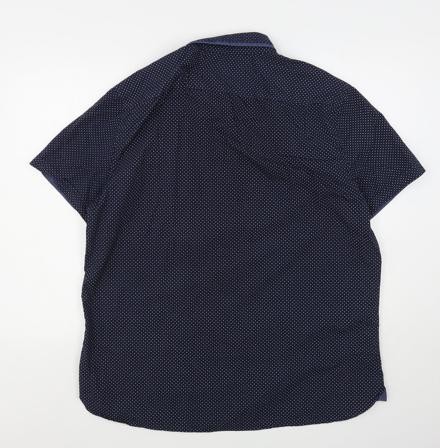 George Mens Blue Polka Dot Cotton  Button-Up Size 2XL Collared