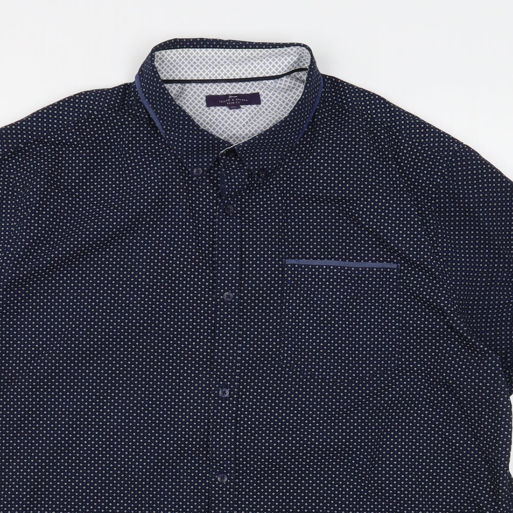 George Mens Blue Polka Dot Cotton  Button-Up Size 2XL Collared