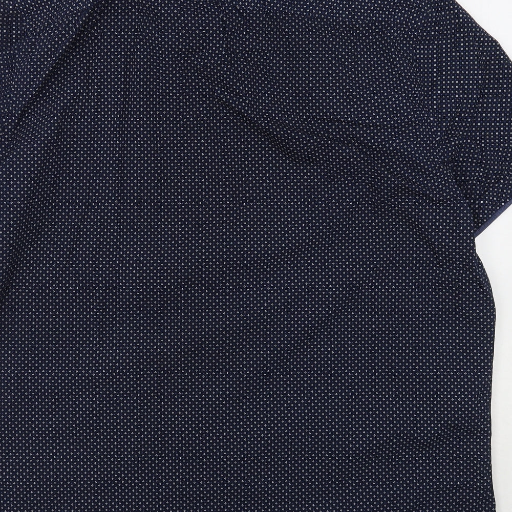 George Mens Blue Polka Dot Cotton  Button-Up Size 2XL Collared