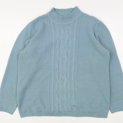 Isle Essentials  Womens Green High Neck  Acrylic Pullover Jumper Size 14
