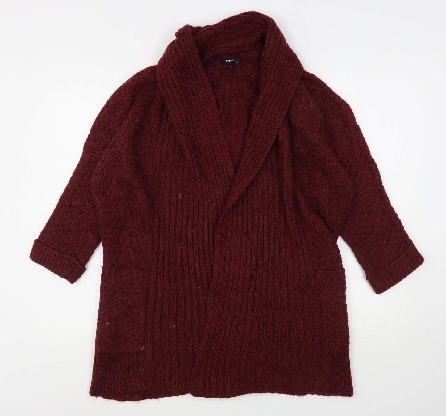 Papaya Womens Purple V-Neck  Acrylic Cardigan Jumper Size S