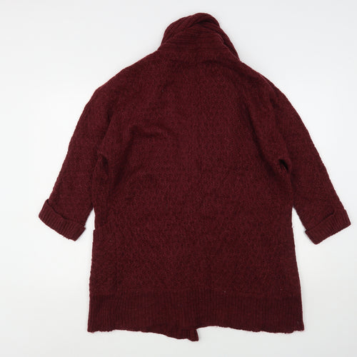 Papaya Womens Purple V-Neck  Acrylic Cardigan Jumper Size S