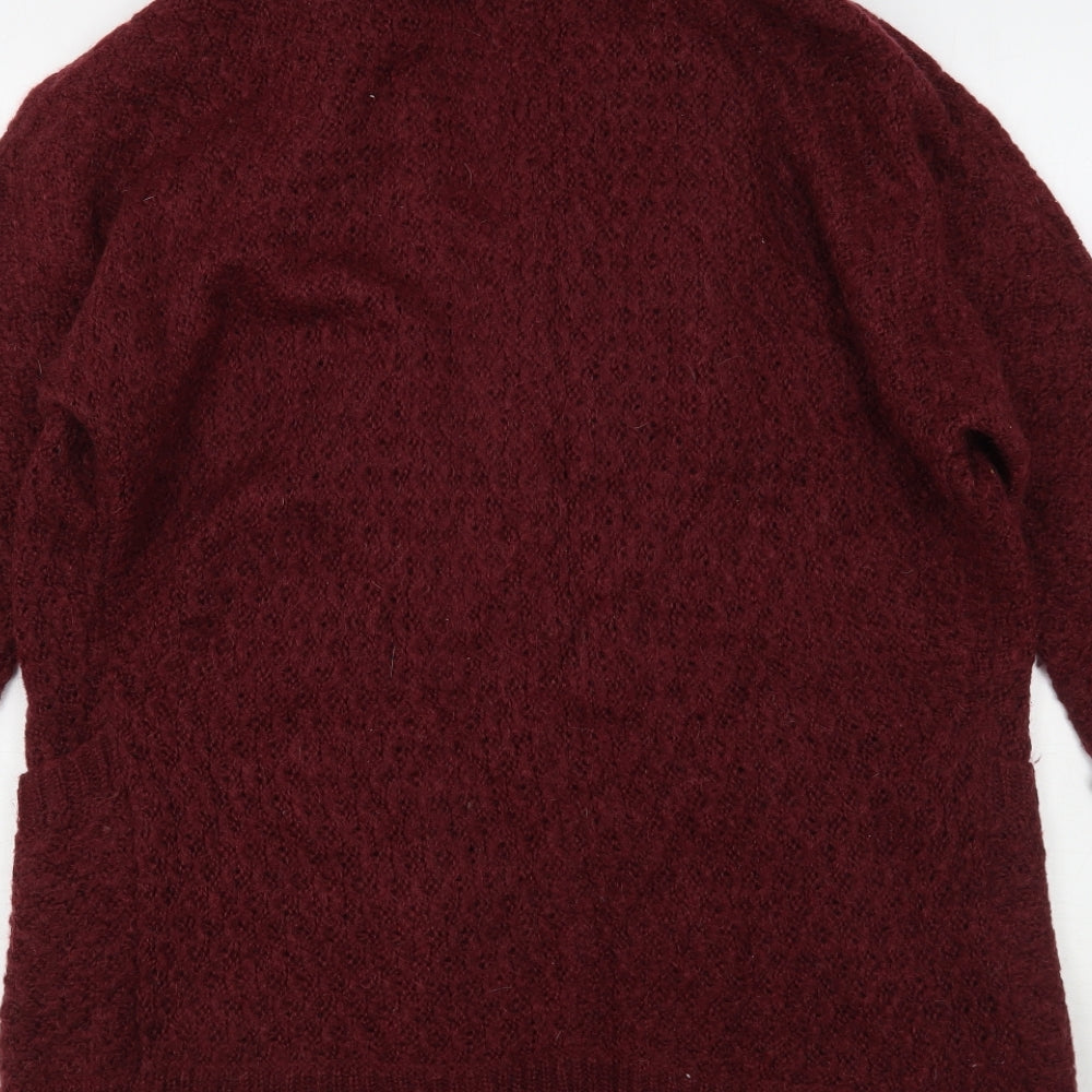 Papaya Womens Purple V-Neck  Acrylic Cardigan Jumper Size S