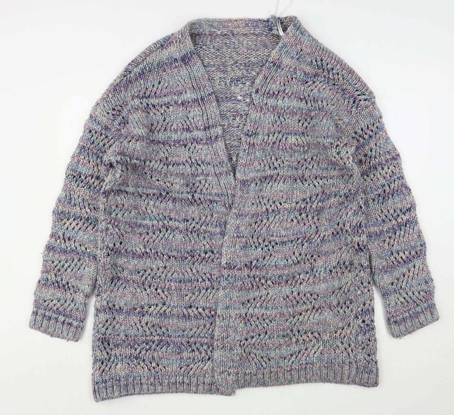 TU Womens Multicoloured V-Neck Striped Acrylic Cardigan Jumper Size XL