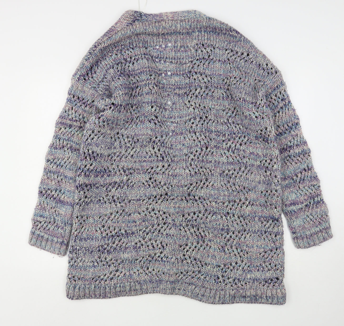 TU Womens Multicoloured V-Neck Striped Acrylic Cardigan Jumper Size XL