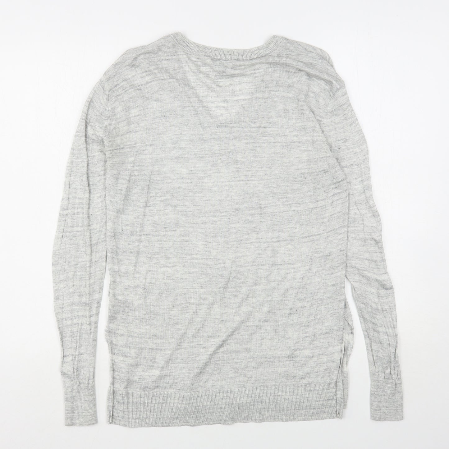 H&M Womens Grey V-Neck  Viscose Pullover Jumper Size S