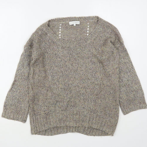 RJR.John Rocha Womens Brown Round Neck  Acrylic Pullover Jumper Size 8