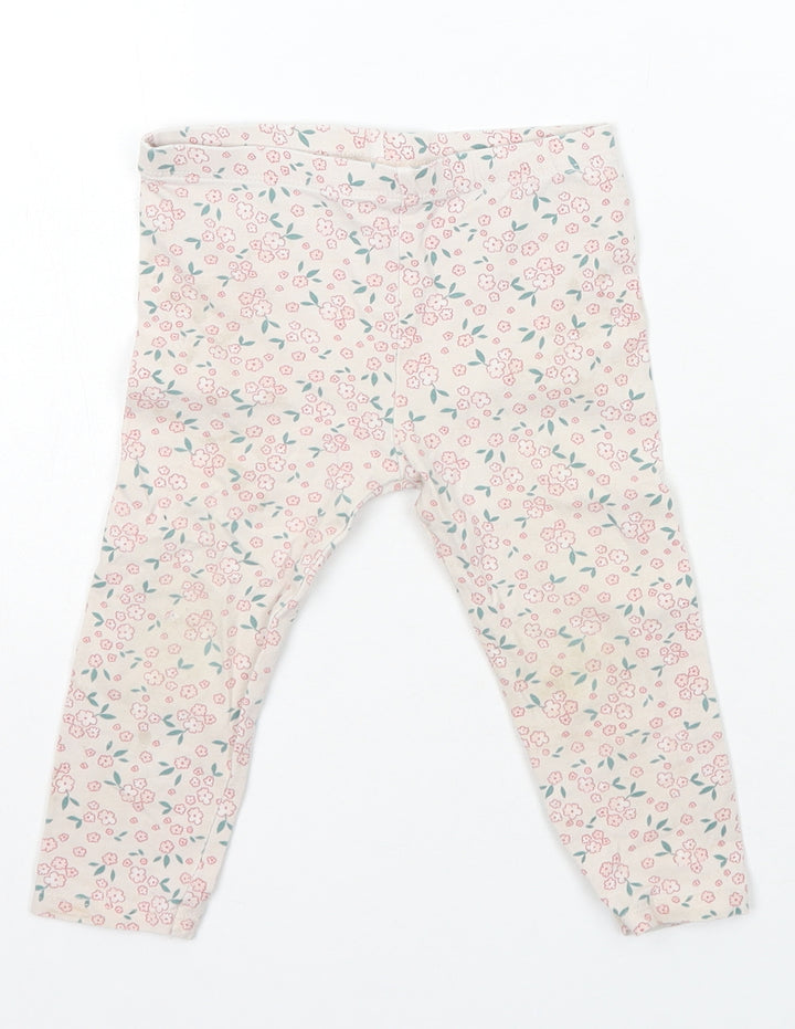 So Cute Girls Ivory Floral Cotton Jogger Trousers Size 18-24 Months  Pullover