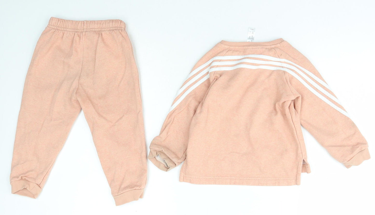adidas Girls Pink  Cotton Jumpsuit Outfit/Set Size 18-24 Months  Pullover - Manchester United FC