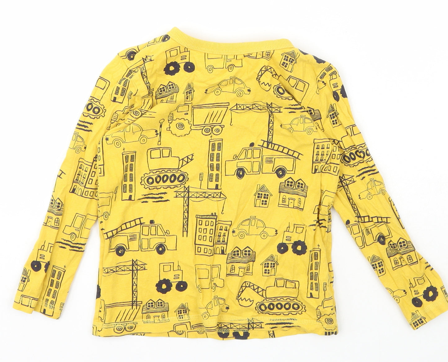 George Boys Yellow Geometric Cotton Basic T-Shirt Size 4-5 Years Crew Neck Pullover - truck