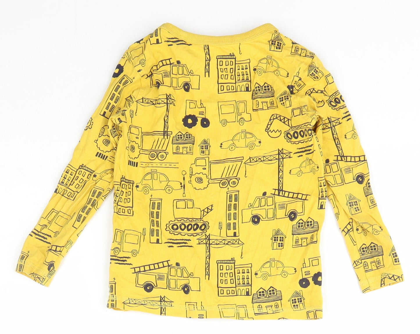 George Boys Yellow Geometric Cotton Basic T-Shirt Size 4-5 Years Crew Neck Pullover - truck