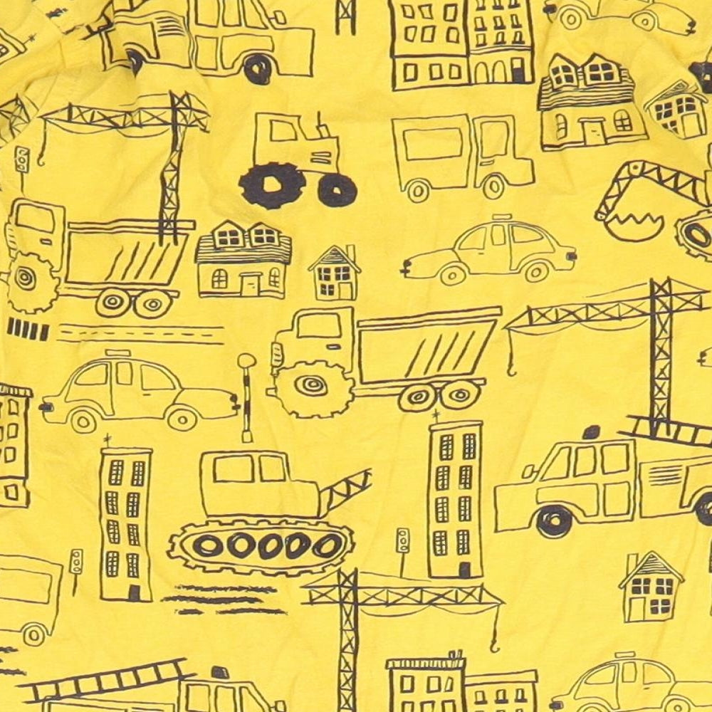 George Boys Yellow Geometric Cotton Basic T-Shirt Size 4-5 Years Crew Neck Pullover - truck