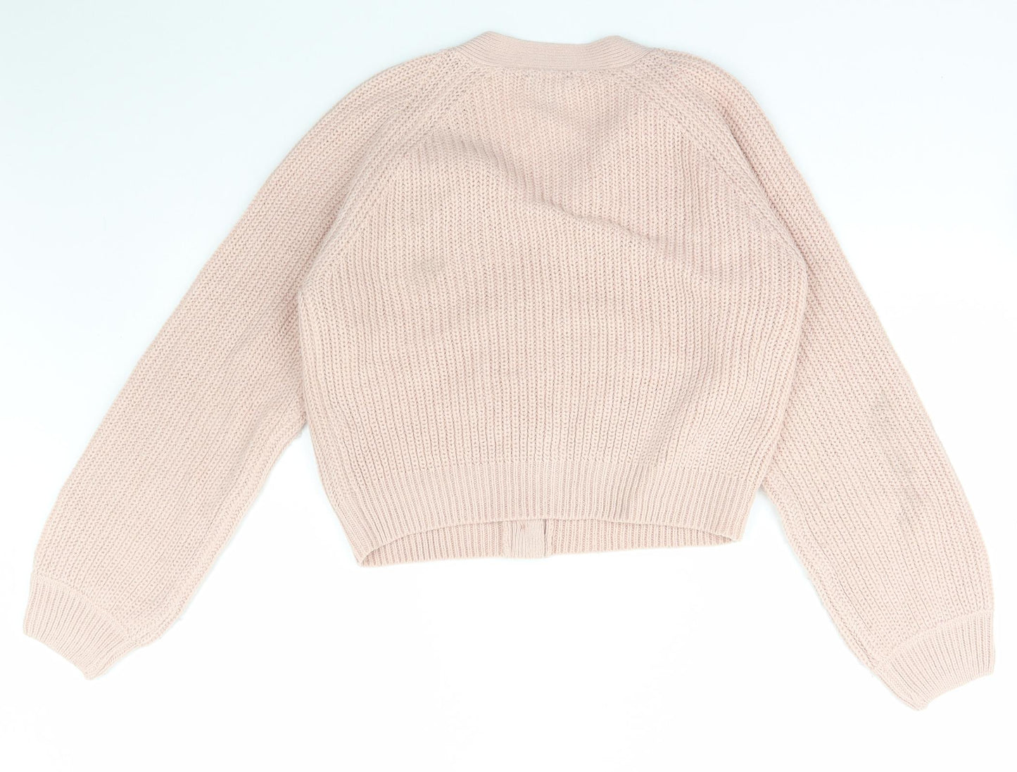 New Look Girls Pink V-Neck  Acrylic Cardigan Jumper Size 14-15 Years  Button - 915