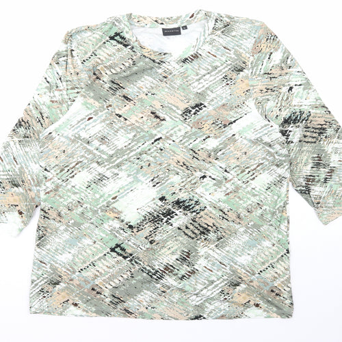 Brandtex Womens Multicoloured Camouflage Viscose Basic T-Shirt Size XL Scoop Neck