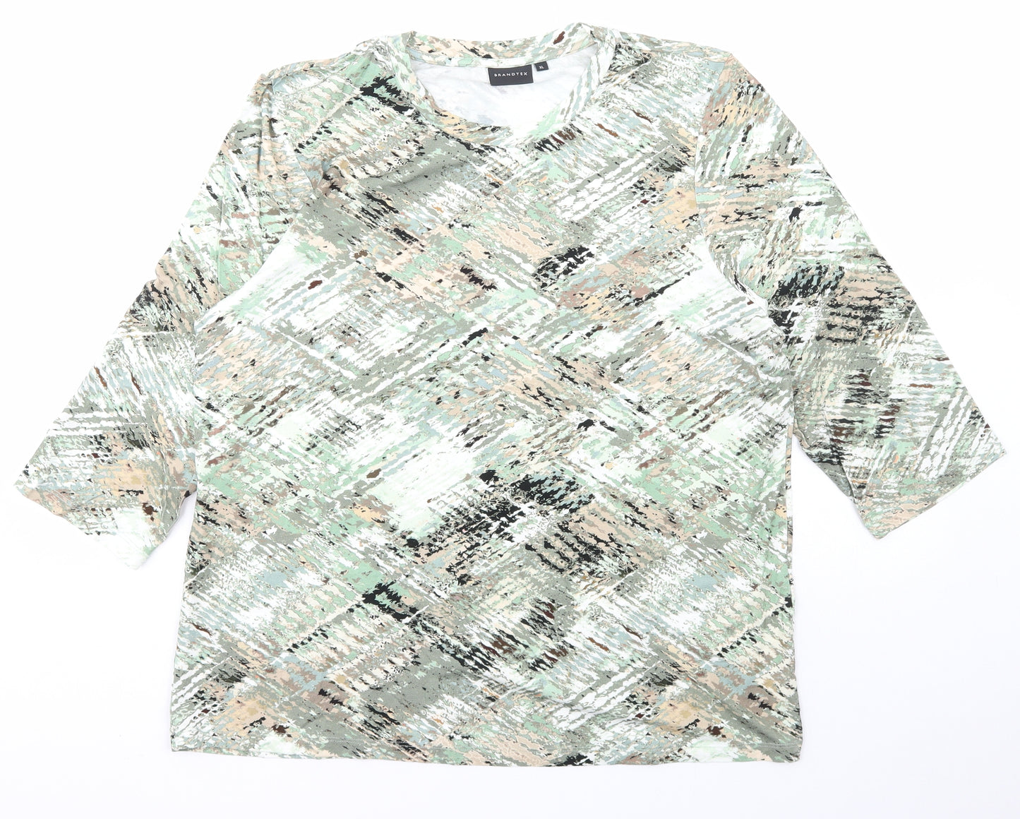 Brandtex Womens Multicoloured Camouflage Viscose Basic T-Shirt Size XL Scoop Neck