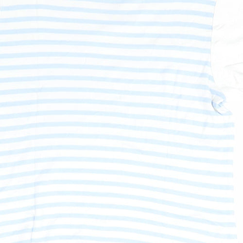 Isle Essentials Womens White Striped Cotton Basic T-Shirt Size L V-Neck