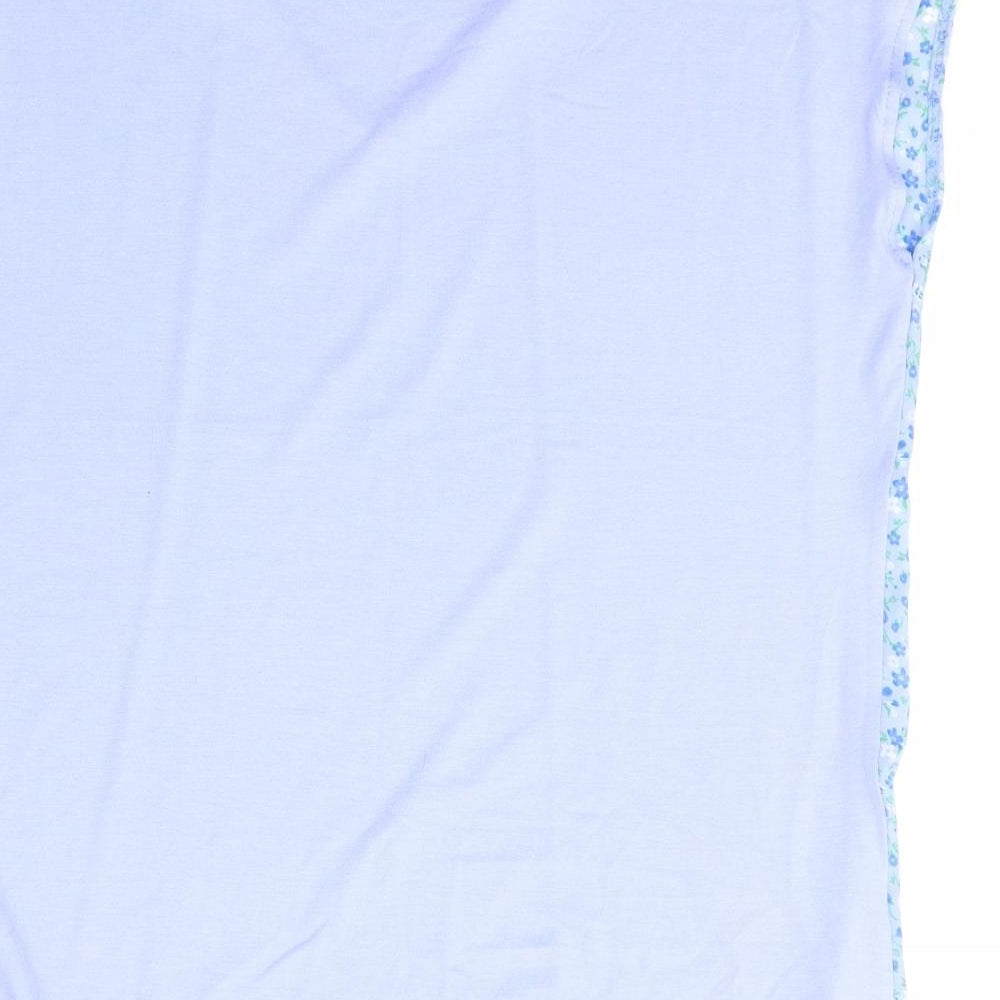 Dunnes Stores Womens Blue Floral Viscose Basic T-Shirt Size S V-Neck