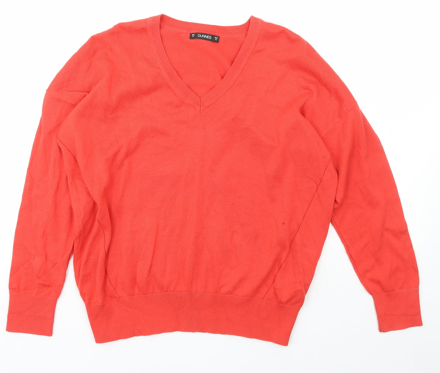 Dunnes Stores Womens Red V-Neck  Cotton Pullover Jumper Size M