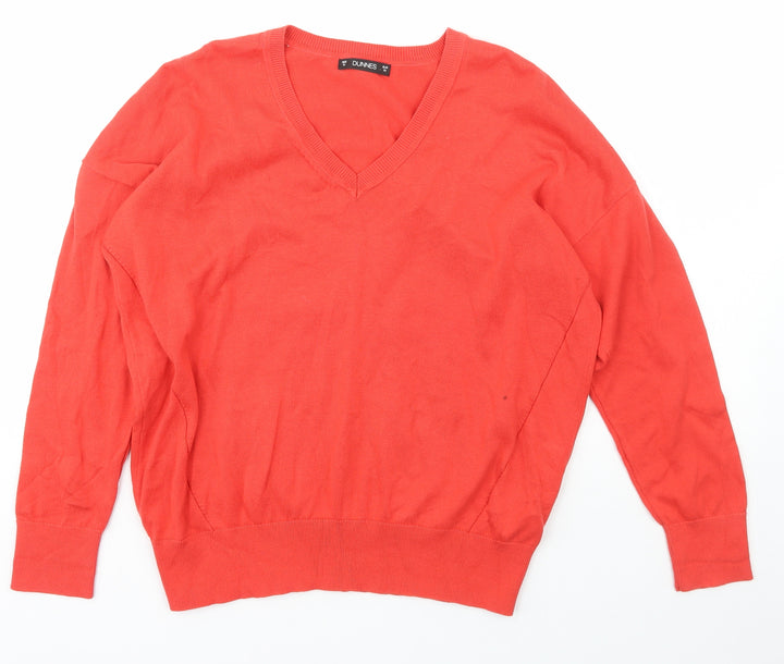 Dunnes Stores Womens Red V-Neck  Cotton Pullover Jumper Size M
