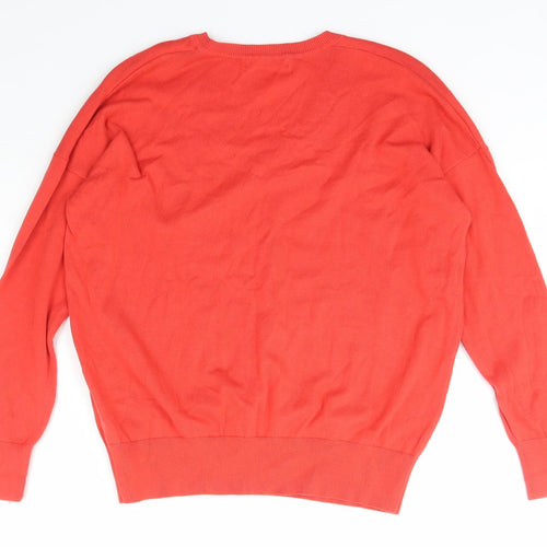 Dunnes Stores Womens Red V-Neck  Cotton Pullover Jumper Size M