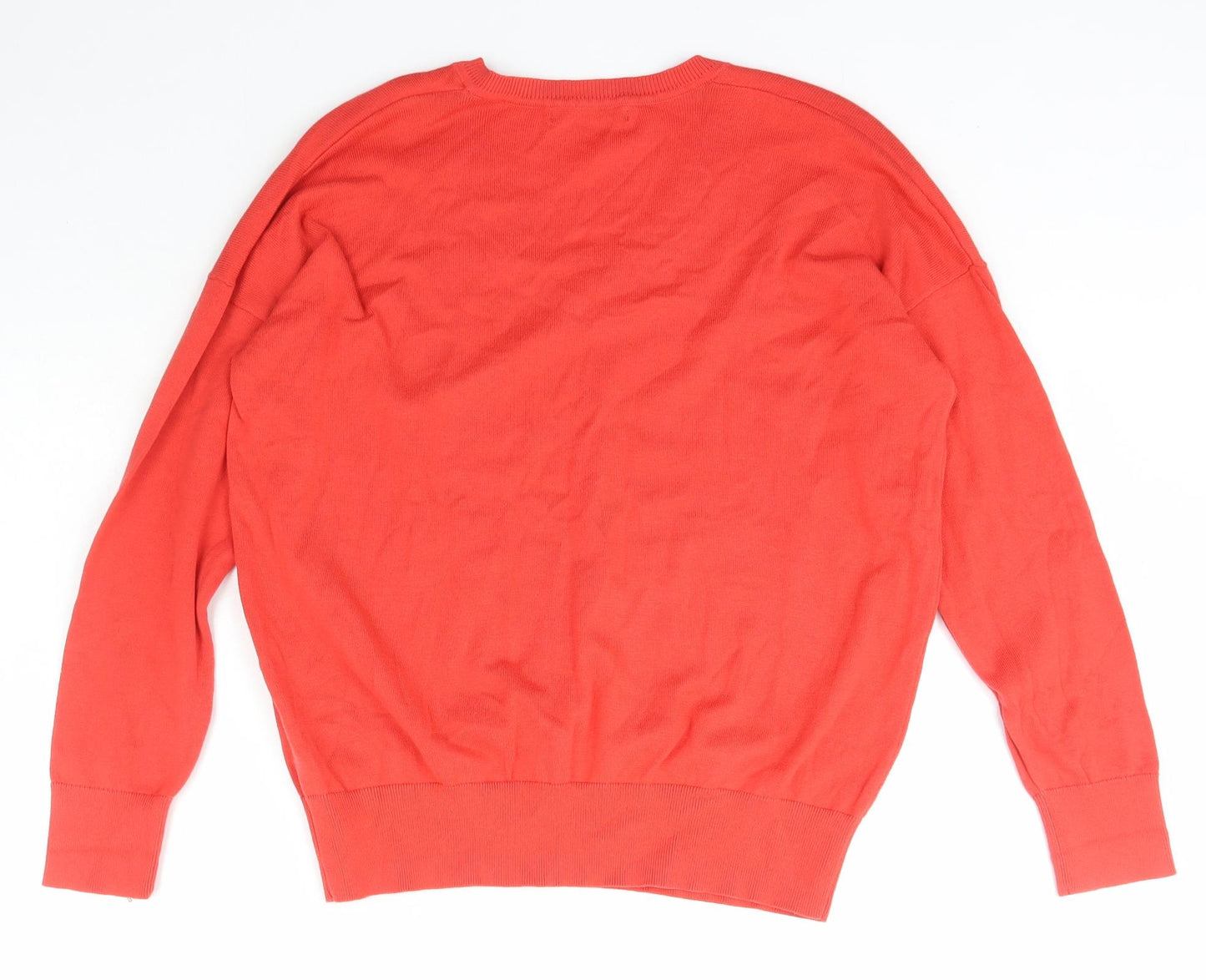 Dunnes Stores Womens Red V-Neck  Cotton Pullover Jumper Size M