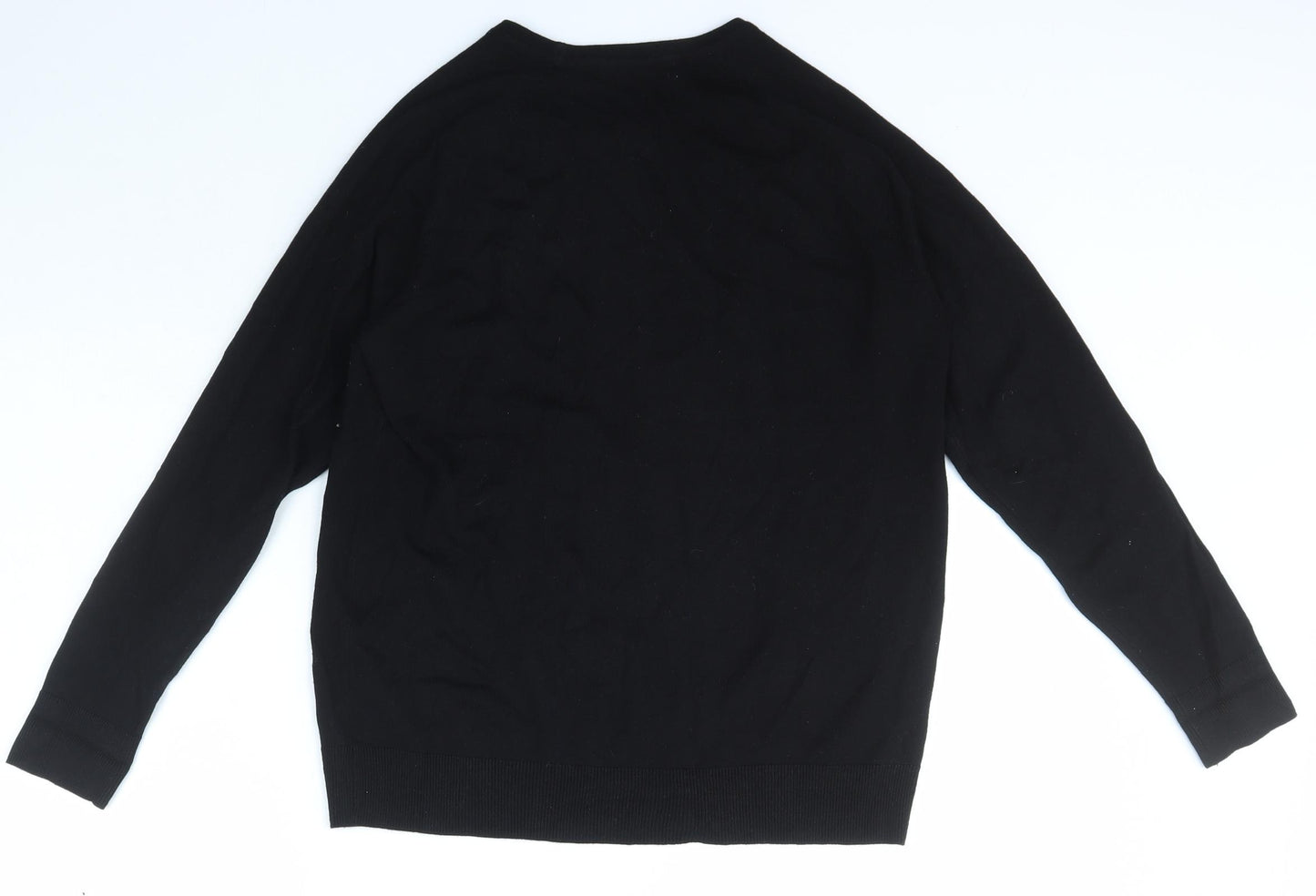 Dunnes Stores Womens Black Crew Neck Camouflage Viscose Pullover Jumper Size L