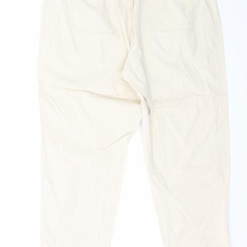 Dunnes Stores Womens Beige  Cotton Trousers  Size L L26.5 in Regular