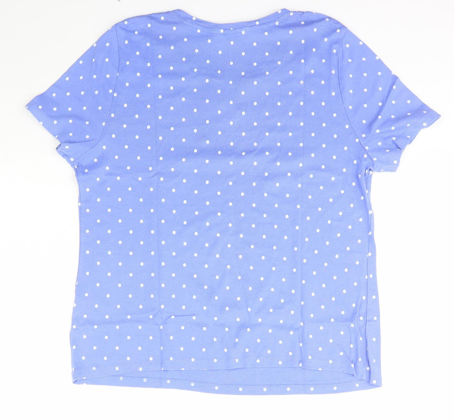 Bonmarché Womens Purple Polka Dot Cotton Basic T-Shirt Size 18 V-Neck