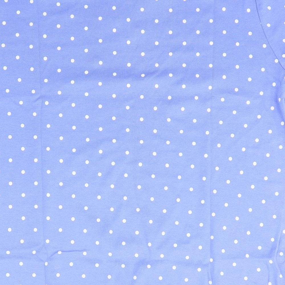 Bonmarché Womens Purple Polka Dot Cotton Basic T-Shirt Size 18 V-Neck