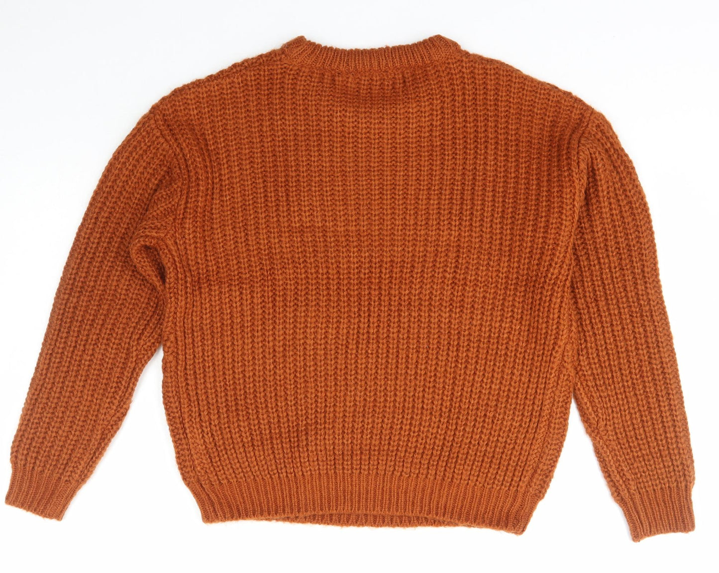 Brave Soul Womens Orange Crew Neck  Acrylic Pullover Jumper Size S