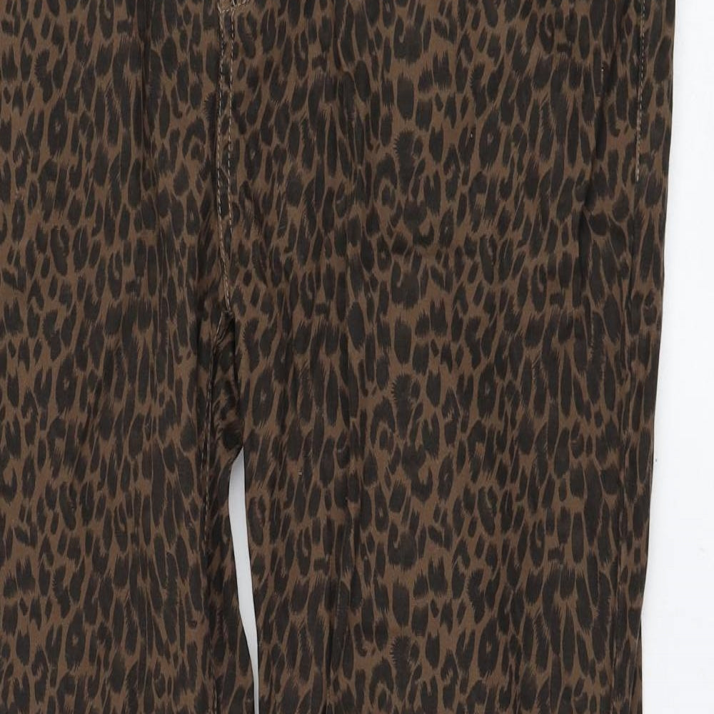 Primark Womens Brown Animal Print Cotton Skinny Jeans Size 20 L28 in Regular Zip