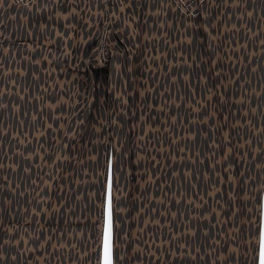 Primark Womens Brown Animal Print Cotton Skinny Jeans Size 20 L28 in Regular Zip