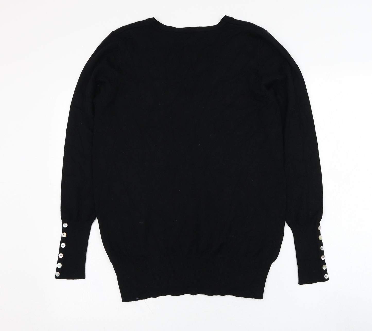Papaya Womens Black V-Neck  Viscose  Jumper Size 16